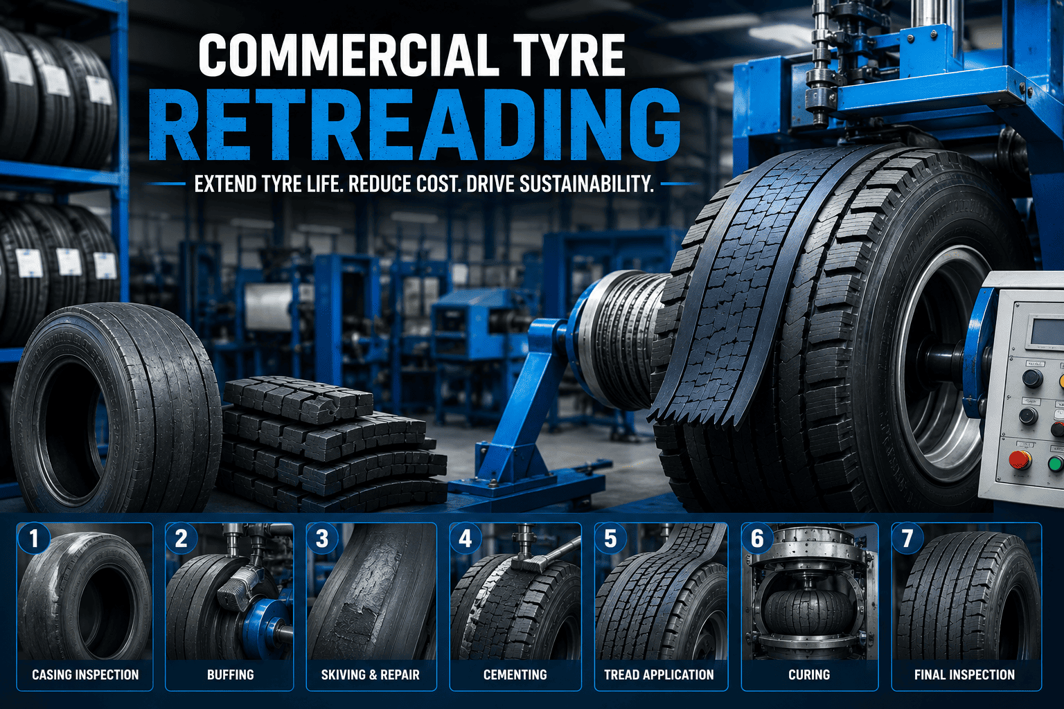 Commercial tyre retreading